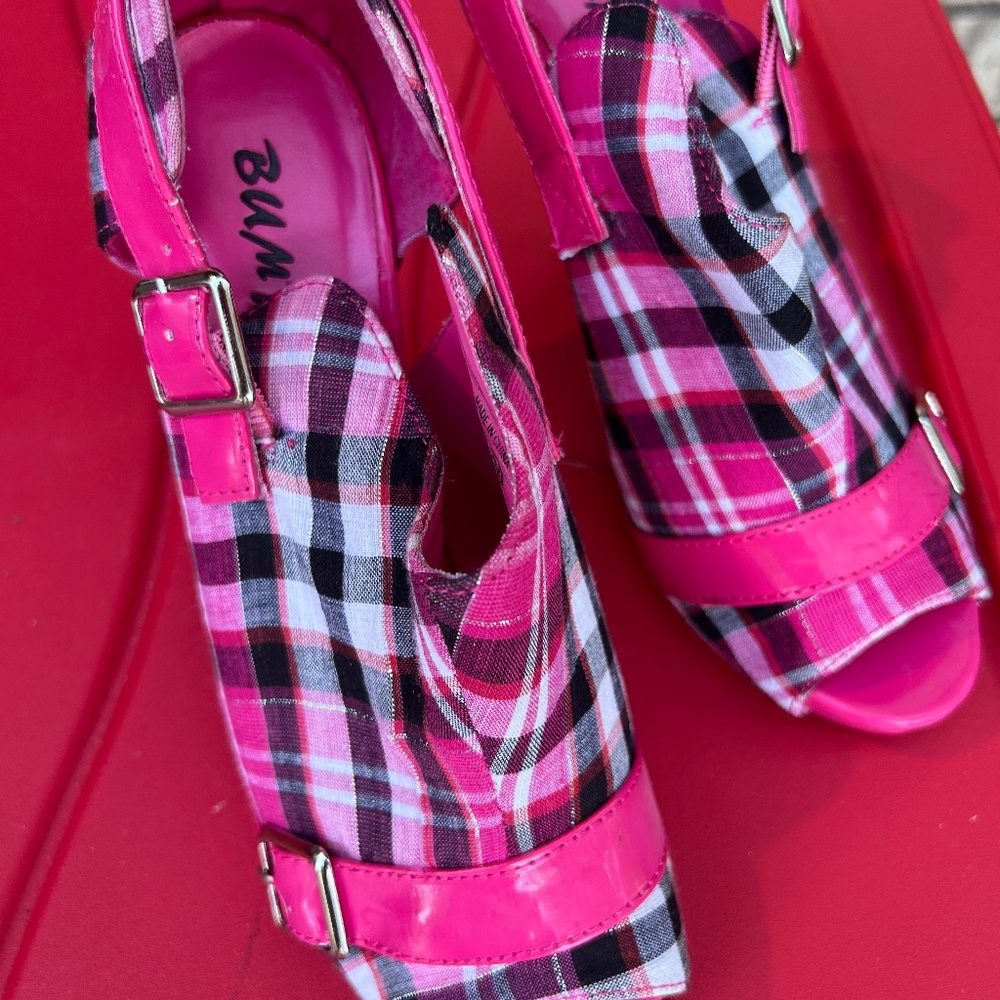 Pink Plaid Heels